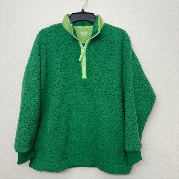 Aerie Green Fleece 1/4 zip sweater - Picture 1 of 3